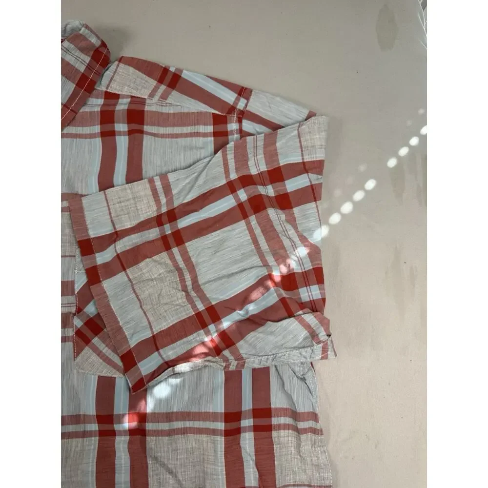 The North Face Plaid Button Front Shirt Mens Medium Red Blue Casual